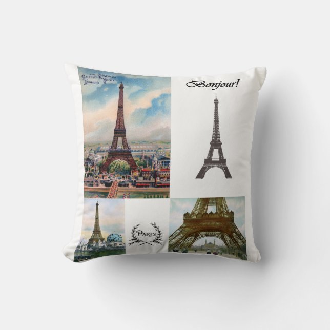 Eiffel Tower Collage Pillow (Front)