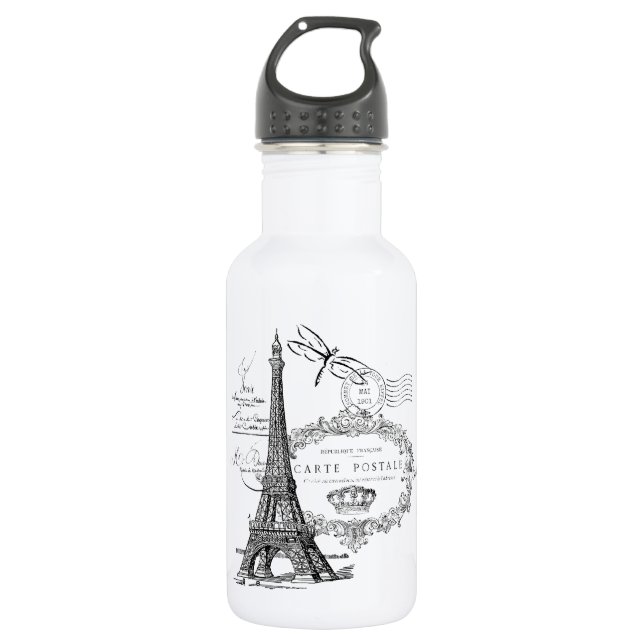 Eiffel tower collage stainless steel water bottle (Front)
