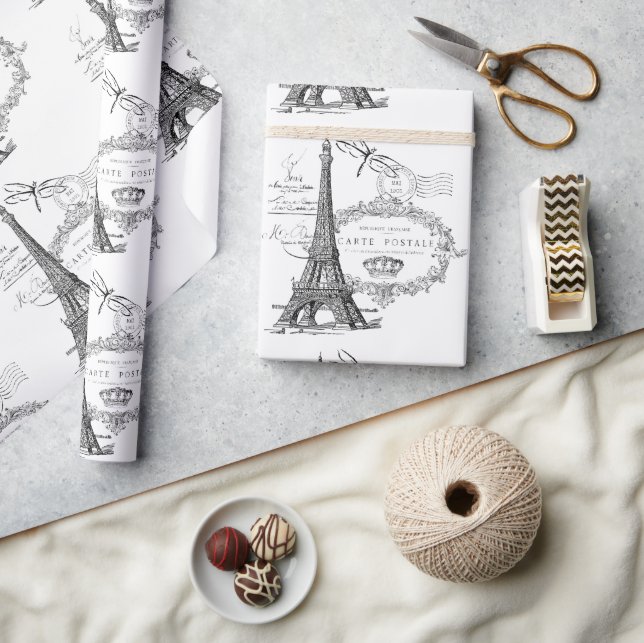 Eiffel tower collage wrapping paper (Crafts)