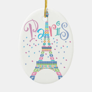 Eiffel Tower Confetti Christmas Ornament