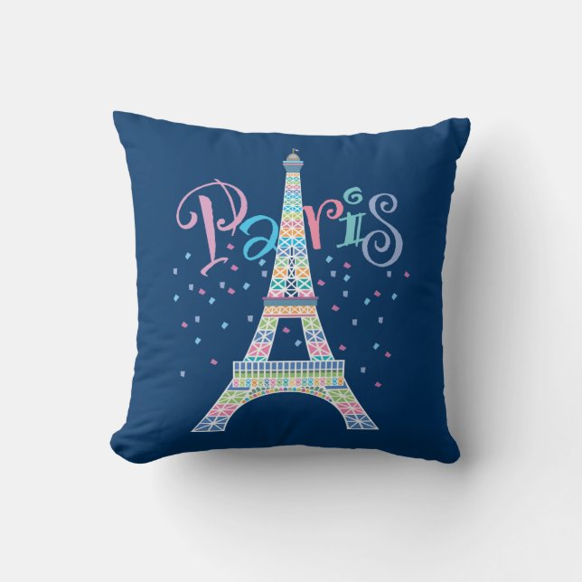 Eiffel Tower Confetti Pillow (Front)