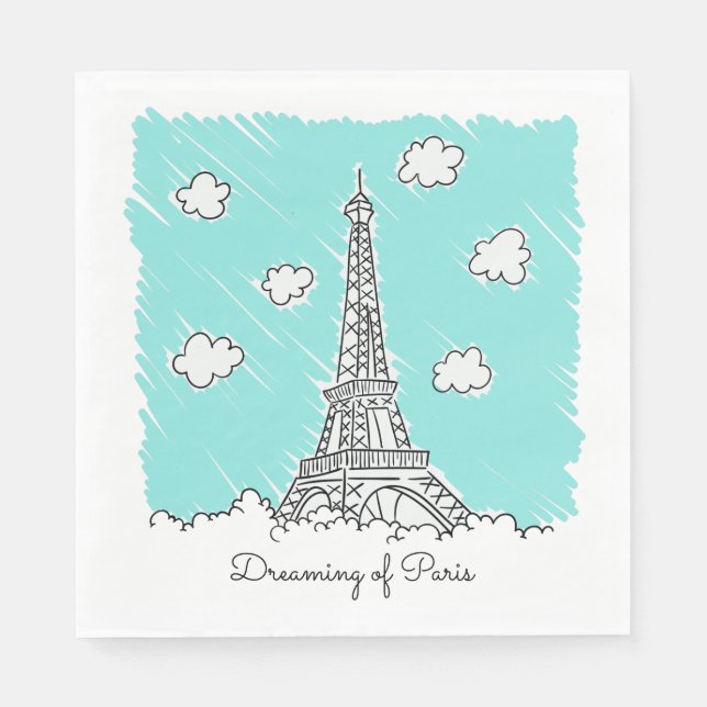 Eiffel Tower custom text paper napkins (Front)