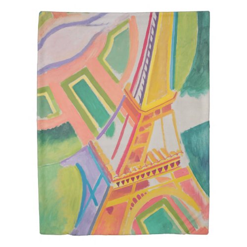 Eiffel Tower Delaunay Abstract Colorful Painting Duvet Cover