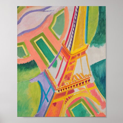 Eiffel Tower Delaunay Abstract Colorful Painting Poster