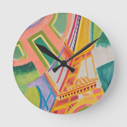 Eiffel Tower Delaunay Abstract Colorful Painting Round Clock