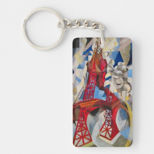 Eiffel Tower Delaunay Abstract Cubist Painting Keychain