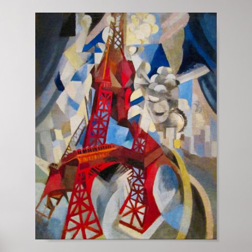 Eiffel Tower Delaunay Abstract Cubist Painting Poster