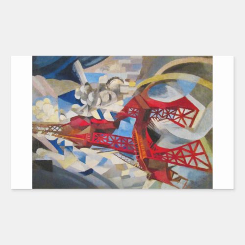 Eiffel Tower Delaunay Abstract Cubist Painting Rectangular Sticker