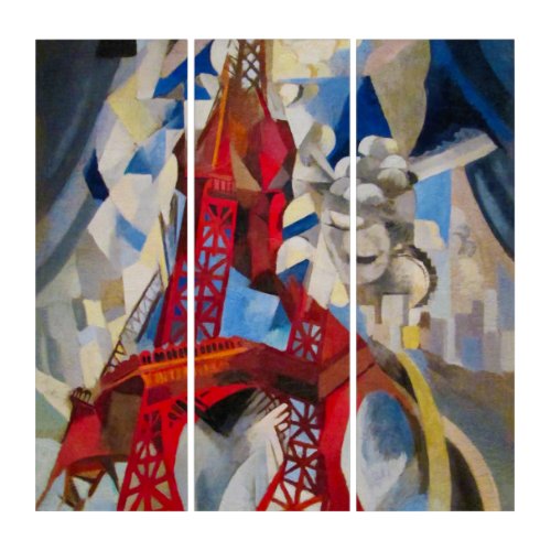 Eiffel Tower Delaunay Abstract Cubist Painting Triptych