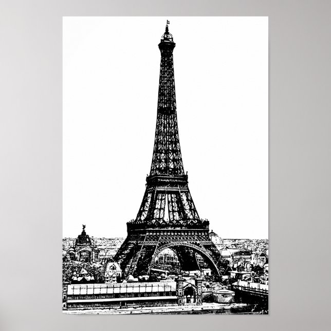 Eiffel Tower Drawing 19th Century Poster (Front)