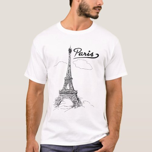 Eiffel Tower Drawing T_shirt Paris File text  T_Shirt