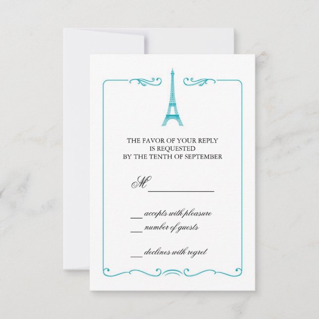 Eiffel Tower Elegant RSVP Card Invitation (Front)