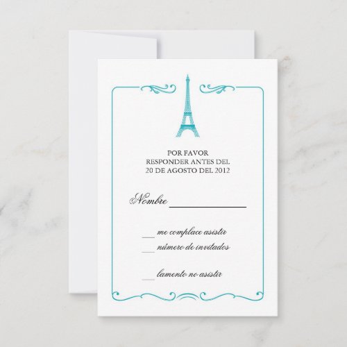 Eiffel Tower Elegant RSVP Card Invitation