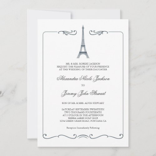 Eiffel Tower Elegant Wedding Invitation