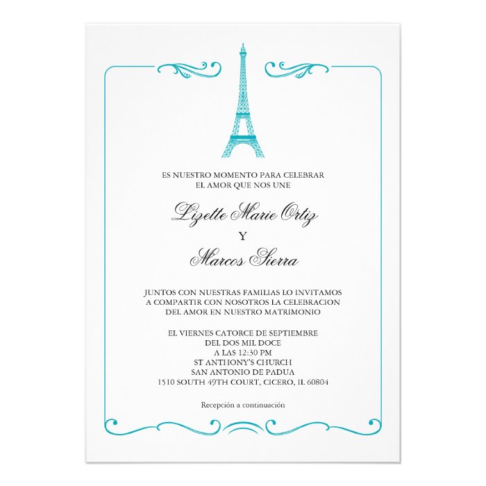 Eiffel Tower Elegant Wedding Invitation