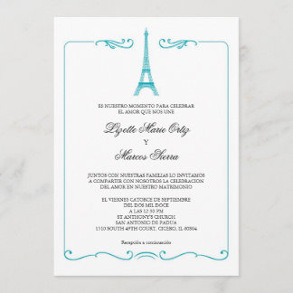 Eiffel Tower Elegant Wedding Invitation