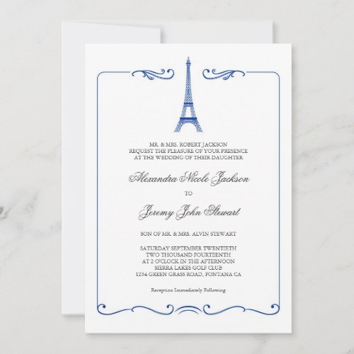 Eiffel Tower Elegant Wedding Invitation