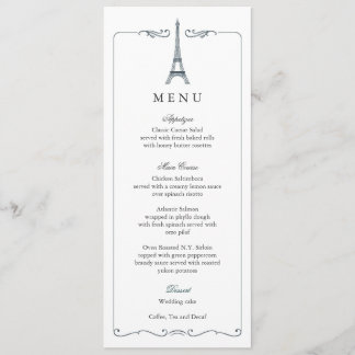 Eiffel Tower Elegant Wedding Menu Card