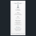Eiffel Tower Elegant Wedding Menu Card French<br><div class="desc">Classy and elegant wedding invitation. Features the Eiffel Tower with an ornate frame. Great for a Paris or French wedding theme. Add your own wording.</div>