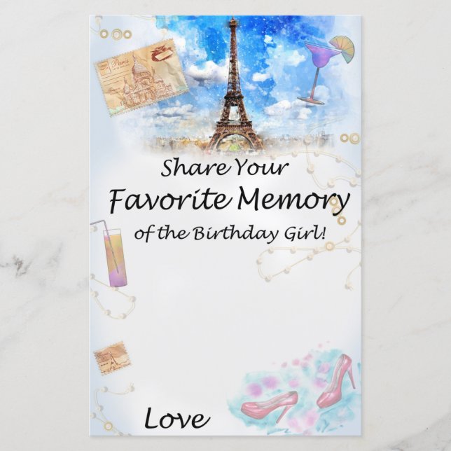 Eiffel tower Favorite Memory of the Birthday Girl (Front)