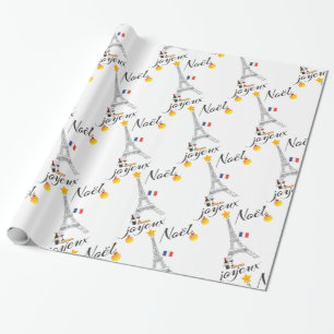 Eiffel Tower Flag of France Joyeux Noel Wrapping Paper