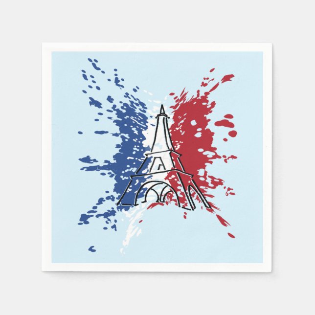 Eiffel Tower, Flag of France  Napkins (Front)