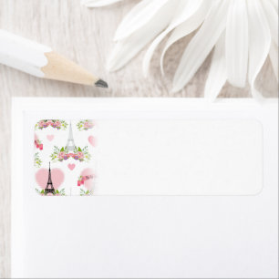 Eiffel Tower Flowers Pink Hearts Paris French Label