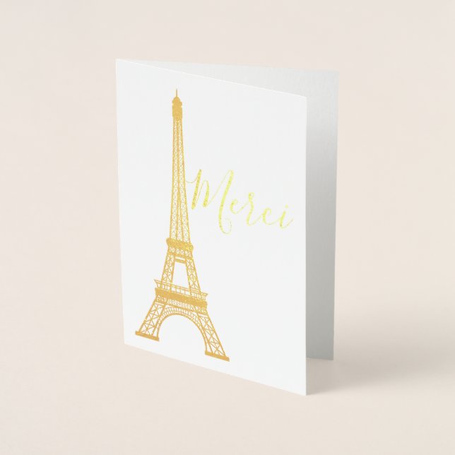 Eiffel Tower Foil Thank You Note Card (Front)