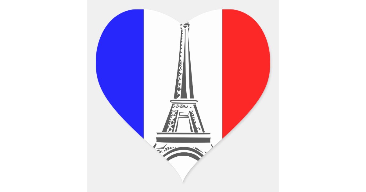 Eiffel Tower France Heart Sticker | Zazzle