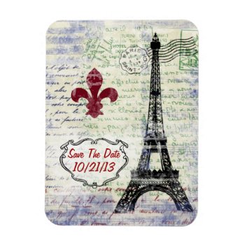 Eiffel Tower France Save The Date Magnet by kathysprettythings at Zazzle
