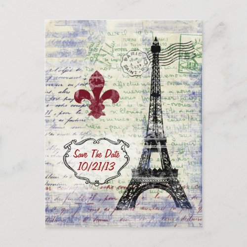 Eiffel Tower France Save The Date Postcard