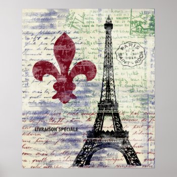 Eiffel Tower France Vintage Art Poster by kathysprettythings at Zazzle