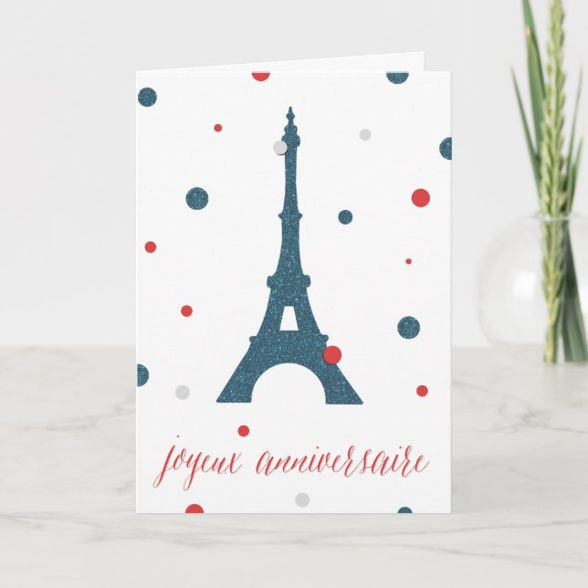 Eiffel Tower French Birthday Card (Front)