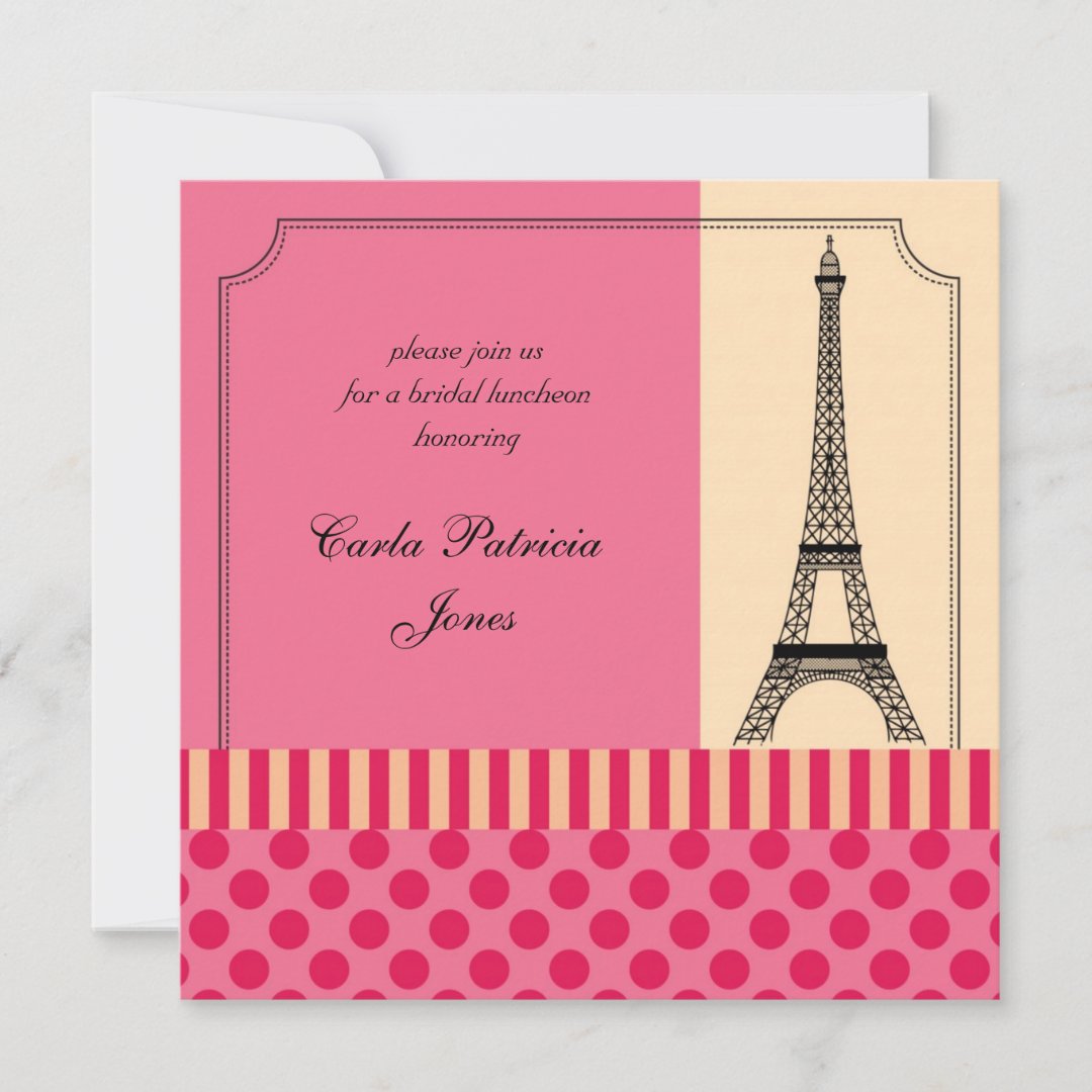 Eiffel Tower French Bridal Shower Invitation Zazzle