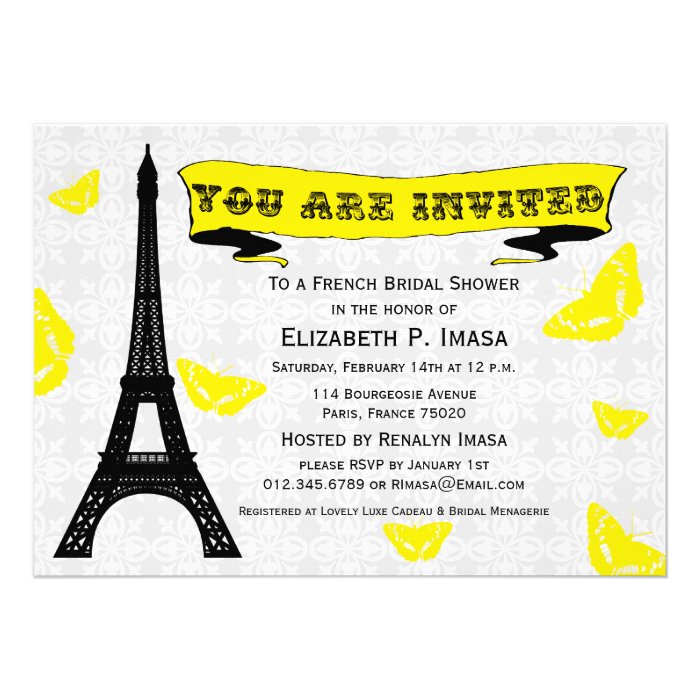 Eiffel Tower French Bridal Shower Invitations