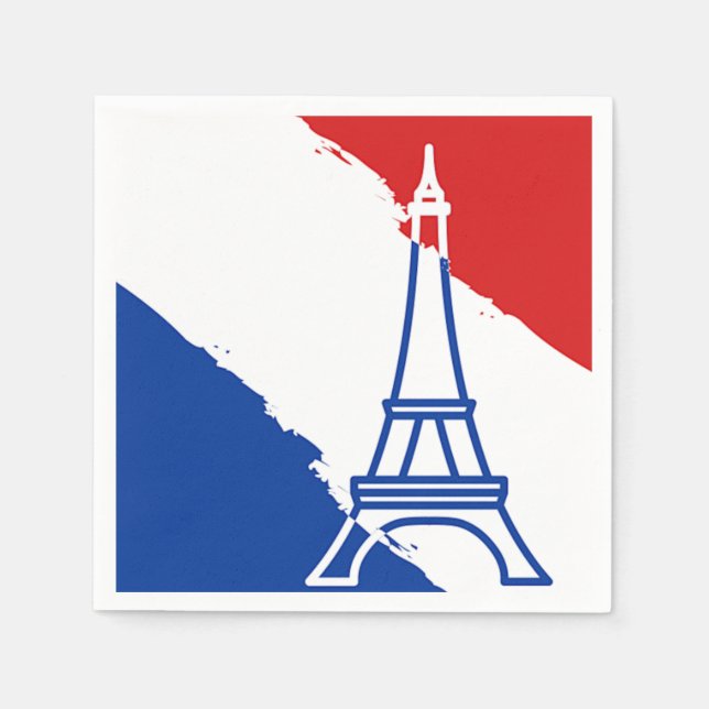 Eiffel Tower French Flag Colors Napkins (Front)