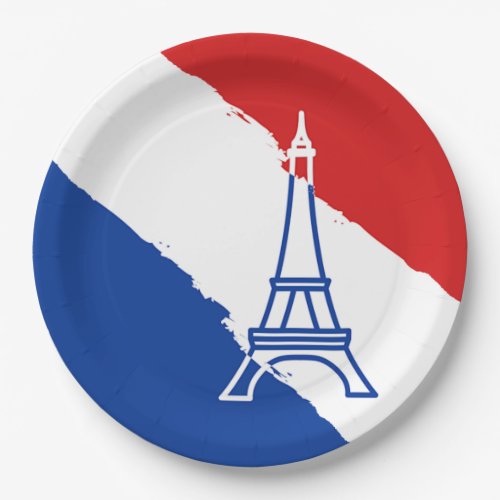 Eiffel Tower French Flag Colors Paper Plates