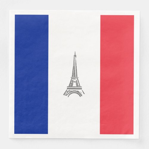 Eiffel Tower French Flag Themed Party Paper Napkin