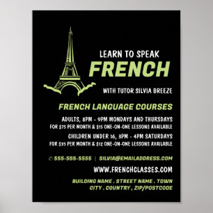 Eiffel Tower, French Language Course Advertising Poster