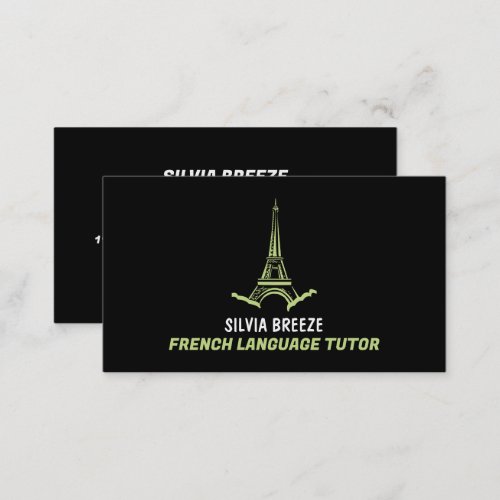 Eiffel Tower French Language Tutor Teacher Business Card