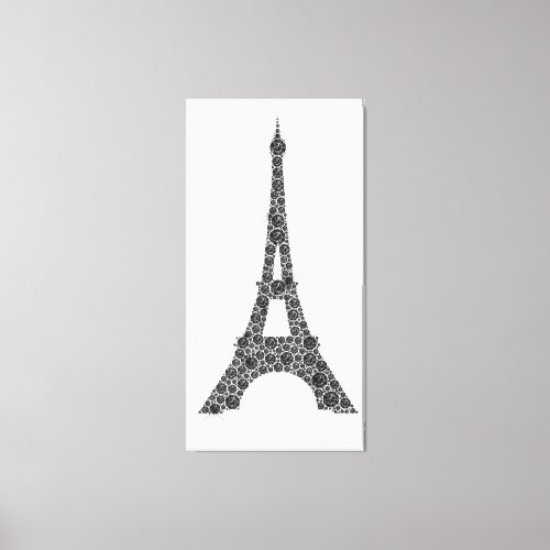 Eiffel Tower French Paris Black White Crystal Canvas Print