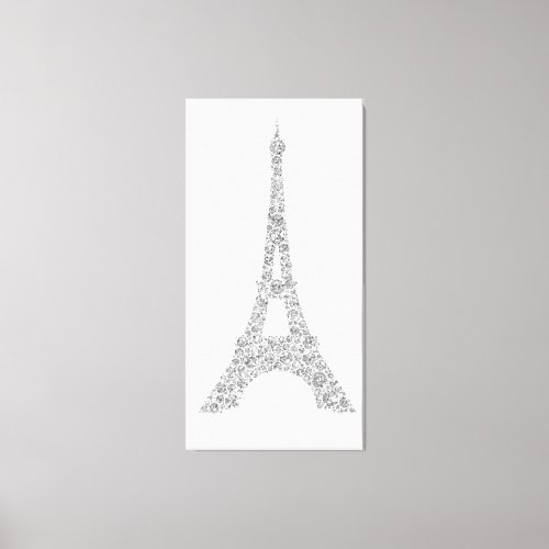 Eiffel Tower French Paris Silver Gray Crystal Canvas Print
