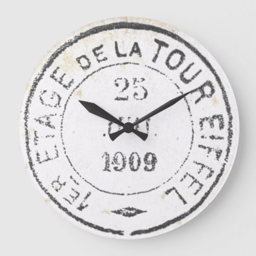 Eiffel Tower French Postmark Vintage  Large Clock