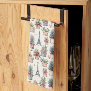 Eiffel Tower, French Topiaries Paris Christmas Kitchen Towel