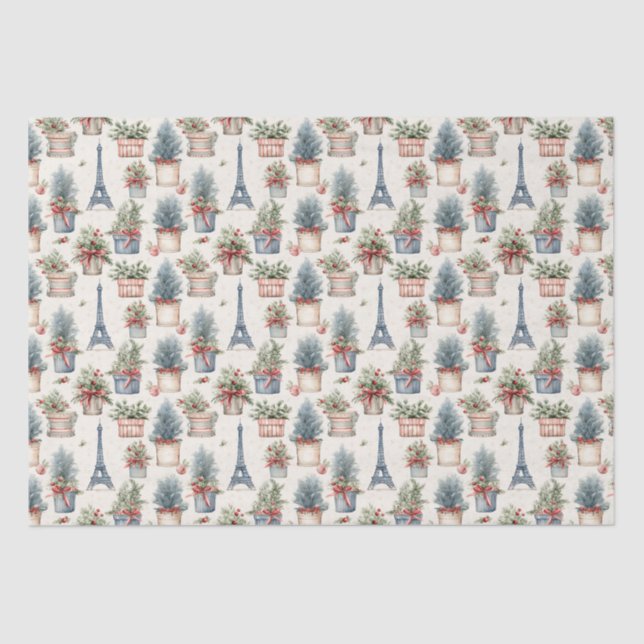 Eiffel Tower, French Topiaries Paris Christmas Tissue Paper (Front)