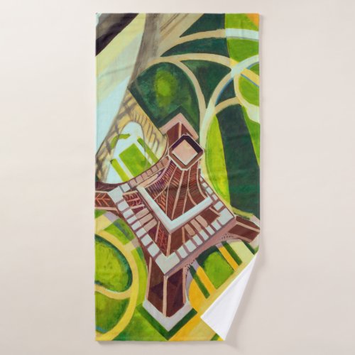 Eiffel Tower from Above Delaunay Abstract Painting Bath Towel Set