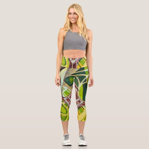 Eiffel Tower from Above Delaunay Abstract Painting Capri Leggings