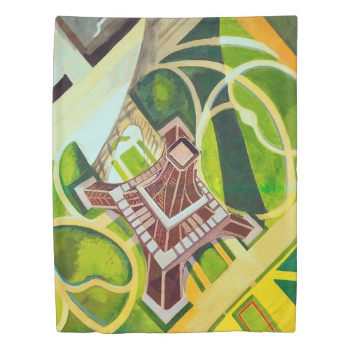 Eiffel Tower from Above Delaunay Abstract Painting Duvet Cover