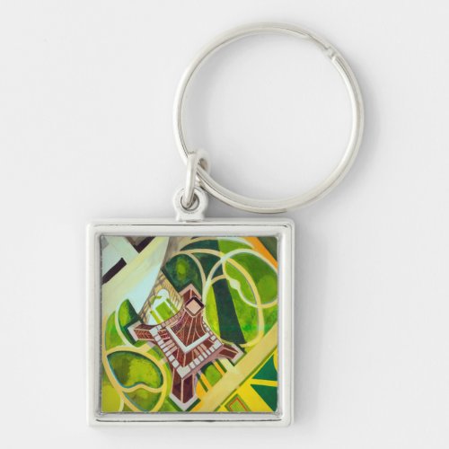 Eiffel Tower from Above Delaunay Abstract Painting Keychain