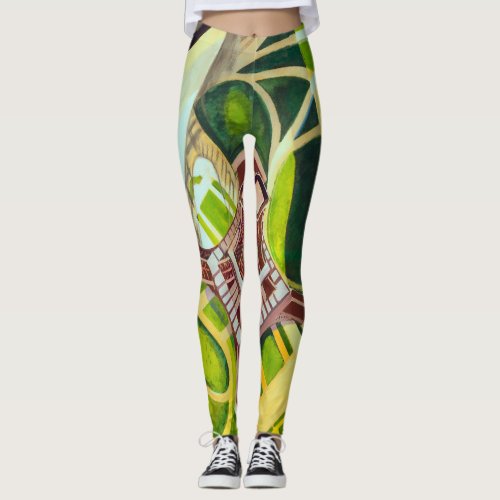 Eiffel Tower from Above Delaunay Abstract Painting Leggings